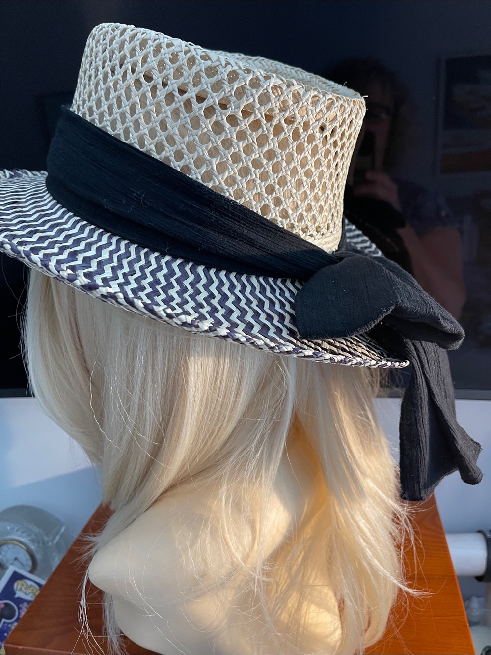 Women’s Wide-Brim Straw Hat with Black Band - Neutral By Scala - Picture 6 of 10